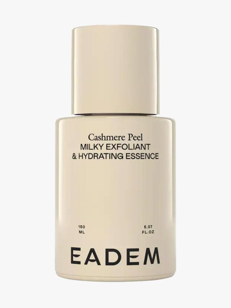 Eadam Cashmere Peel Milky Exfoliant & Hydrating Essence in branded component on a light gray background